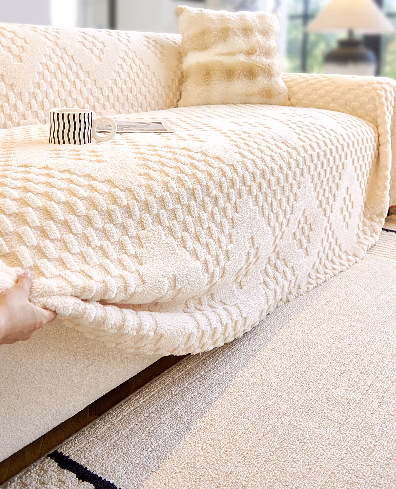 Household Thickened Fleece Solid Color All-inclusive Sofa Cover