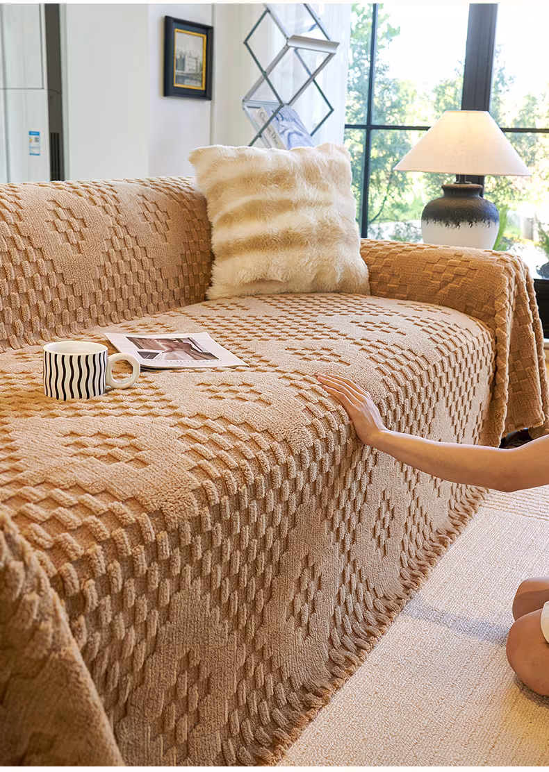 Household Thickened Fleece Solid Color All-inclusive Sofa Cover