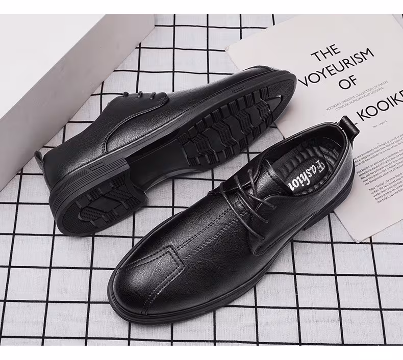 Plus Size Men's Casual Shoes Genuine Leather Lace-up Soft Bottom