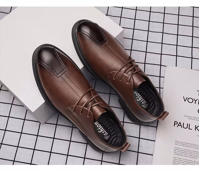 Plus Size Men's Casual Shoes Genuine Leather Lace-up Soft Bottom
