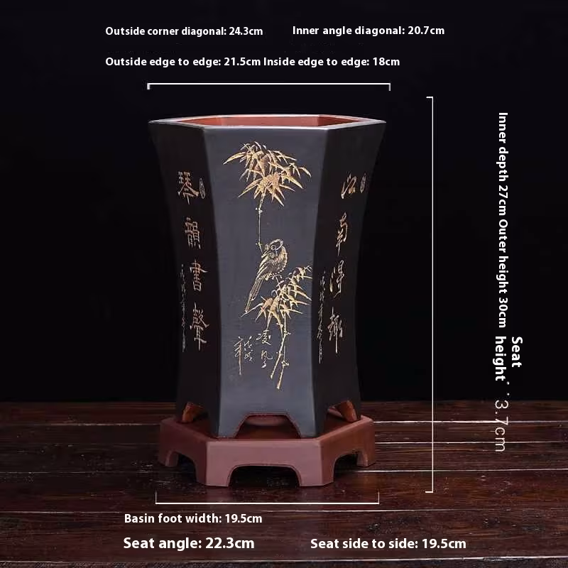 Purple Sand Ceramic Indoor Orchid Pots Bonsai Office Decoration Ornaments