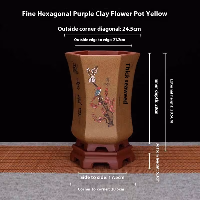 Purple Sand Ceramic Indoor Orchid Pots Bonsai Office Decoration Ornaments