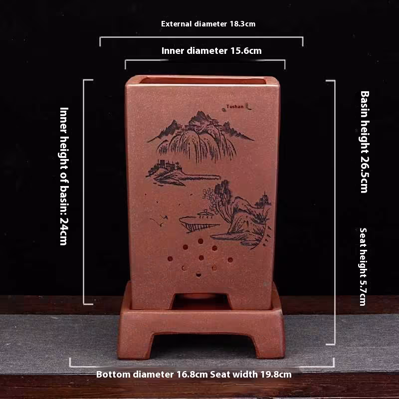 Purple Sand Ceramic Indoor Orchid Pots Bonsai Office Decoration Ornaments