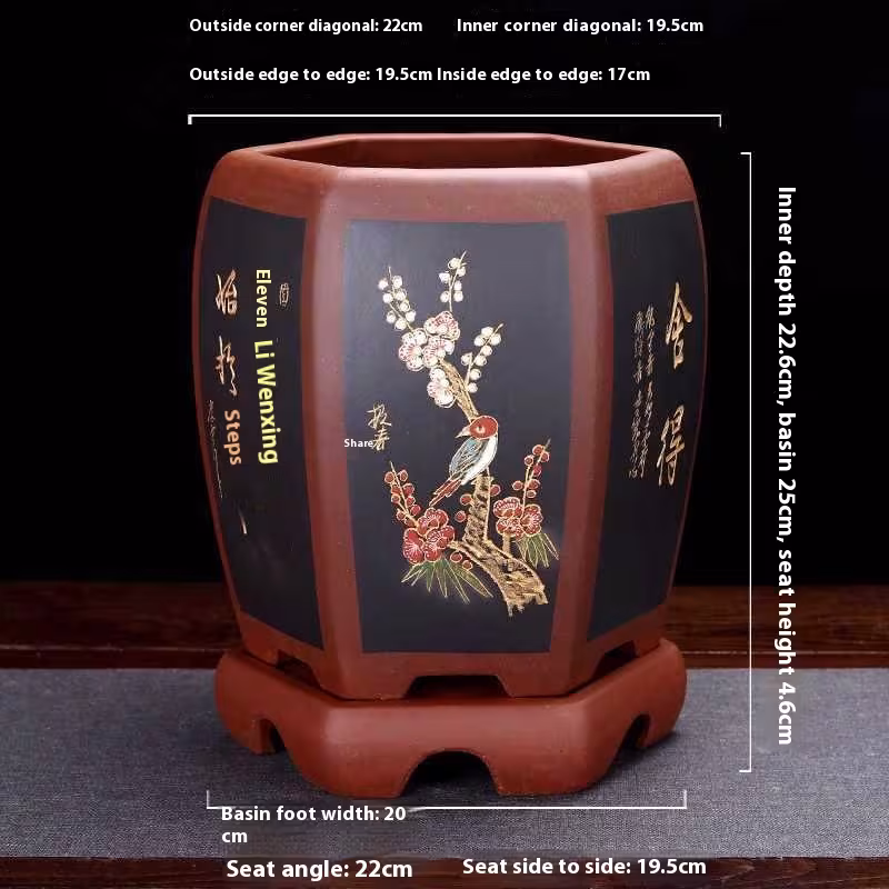 Purple Sand Ceramic Indoor Orchid Pots Bonsai Office Decoration Ornaments