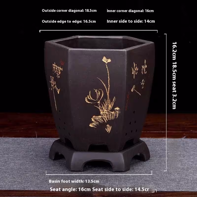 Purple Sand Ceramic Indoor Orchid Pots Bonsai Office Decoration Ornaments