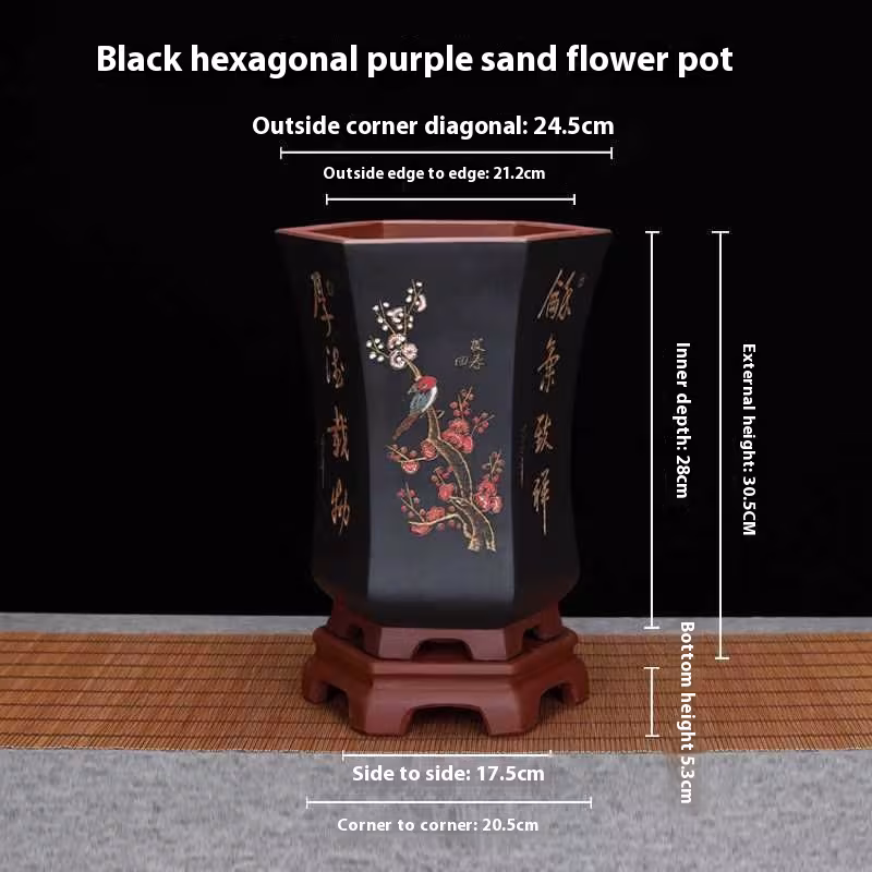 Purple Sand Ceramic Indoor Orchid Pots Bonsai Office Decoration Ornaments