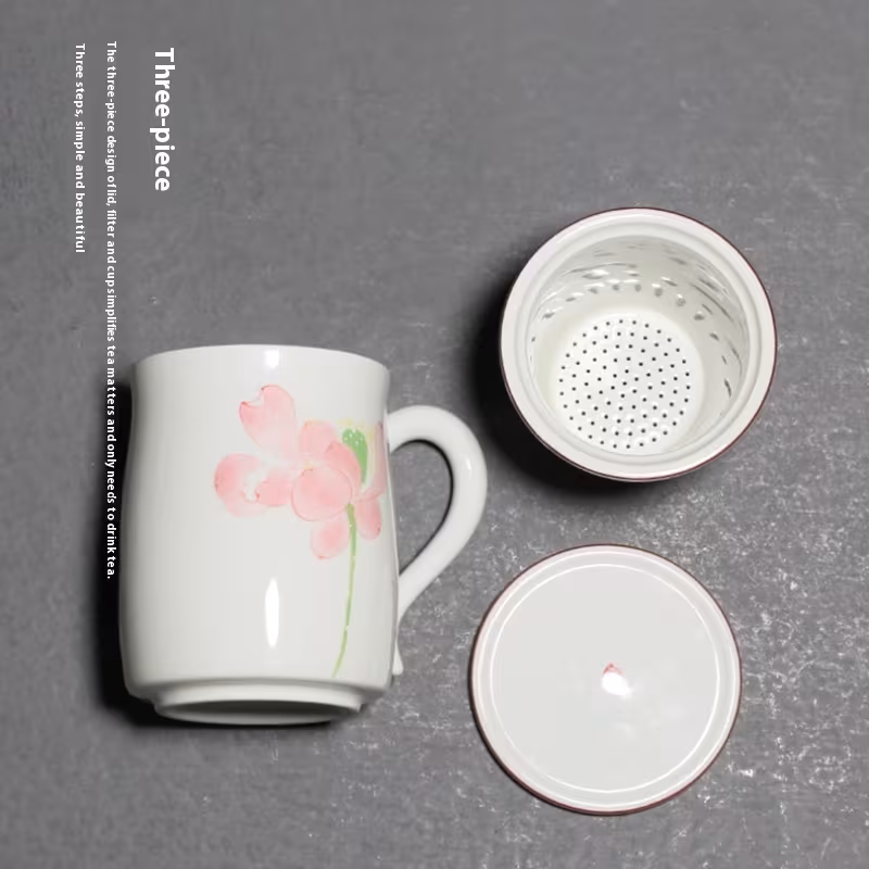 Hand Painted Lotus Underglaze Color Cup Ceramic