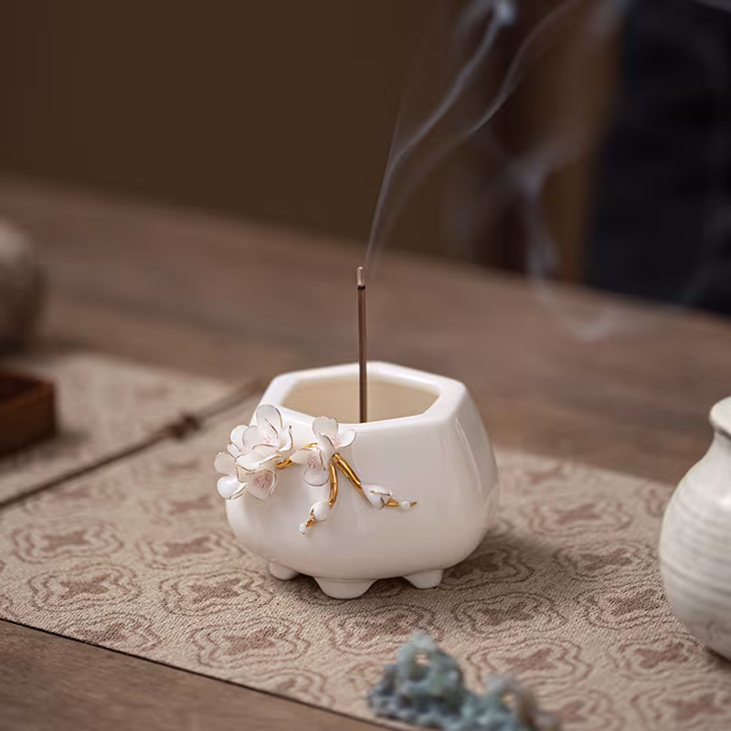 Creative Ceramic Lotus Line Incense Holder Handmade