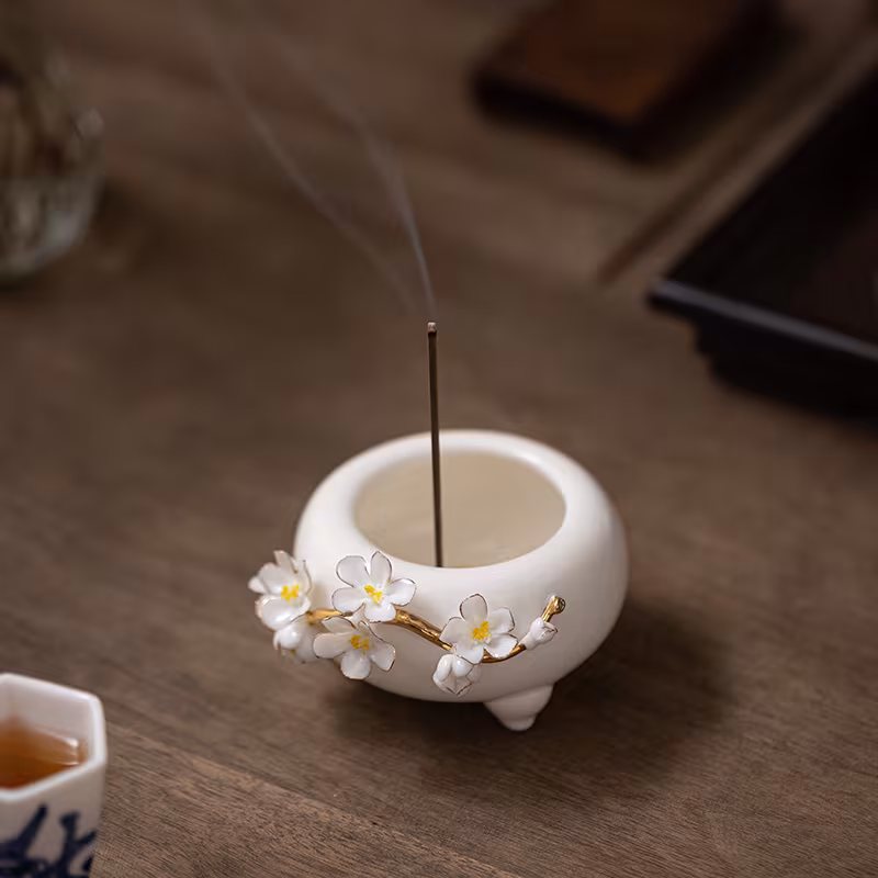 Creative Ceramic Lotus Line Incense Holder Handmade