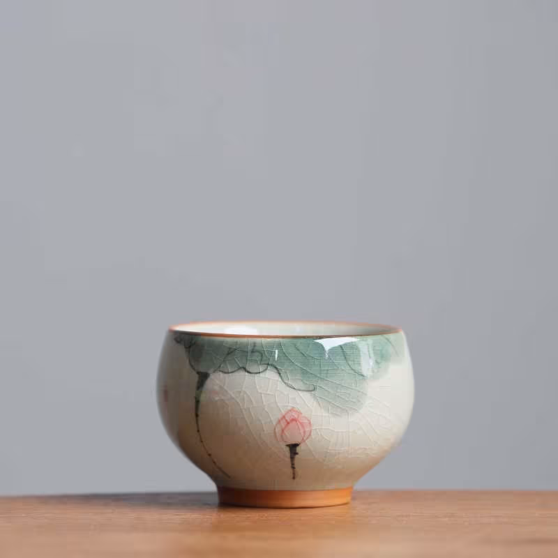 Hand Painted Persimmon Tea Cup Ice Crack Porcelain Kung Fu Tea Set