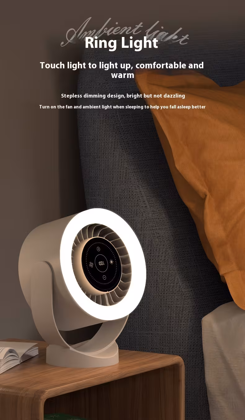 Desktop Adjustable Fan Light Rechargeable Wall Mount Table Fan Light Led Display Air Circulation Cooling USB Table Fan Light