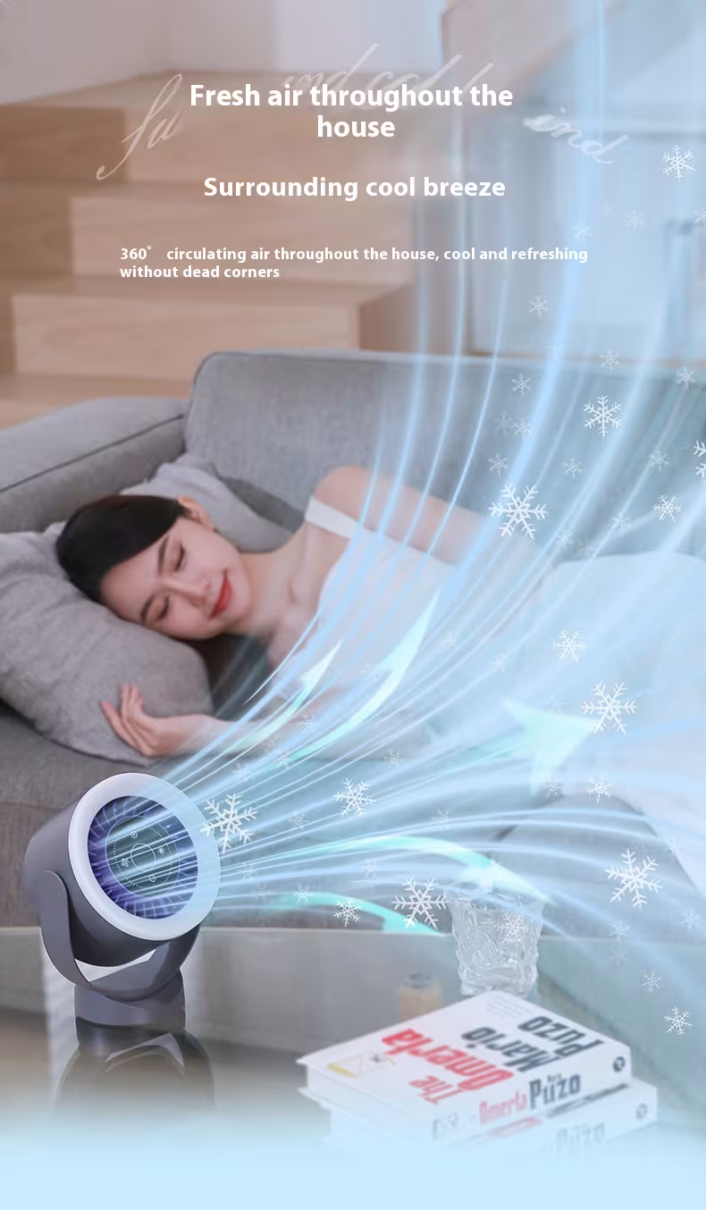 Desktop Adjustable Fan Light Rechargeable Wall Mount Table Fan Light Led Display Air Circulation Cooling USB Table Fan Light
