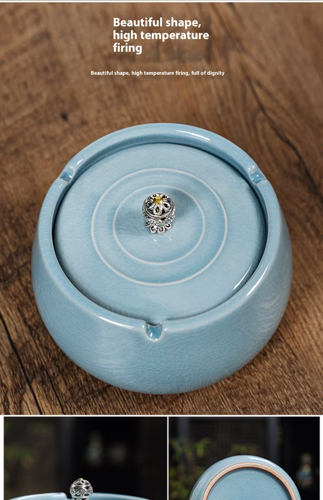 Household Prevent Fly Ash Creative Ceramic Ashtray With Lid