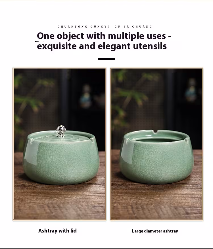 Household Prevent Fly Ash Creative Ceramic Ashtray With Lid