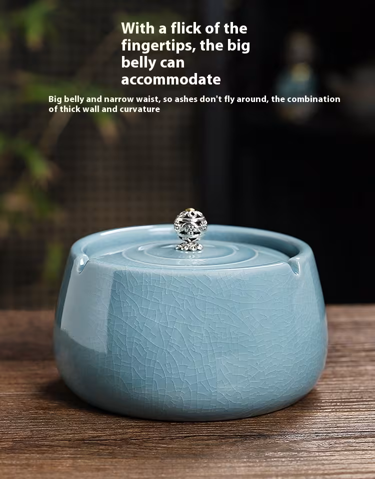 Household Prevent Fly Ash Creative Ceramic Ashtray With Lid