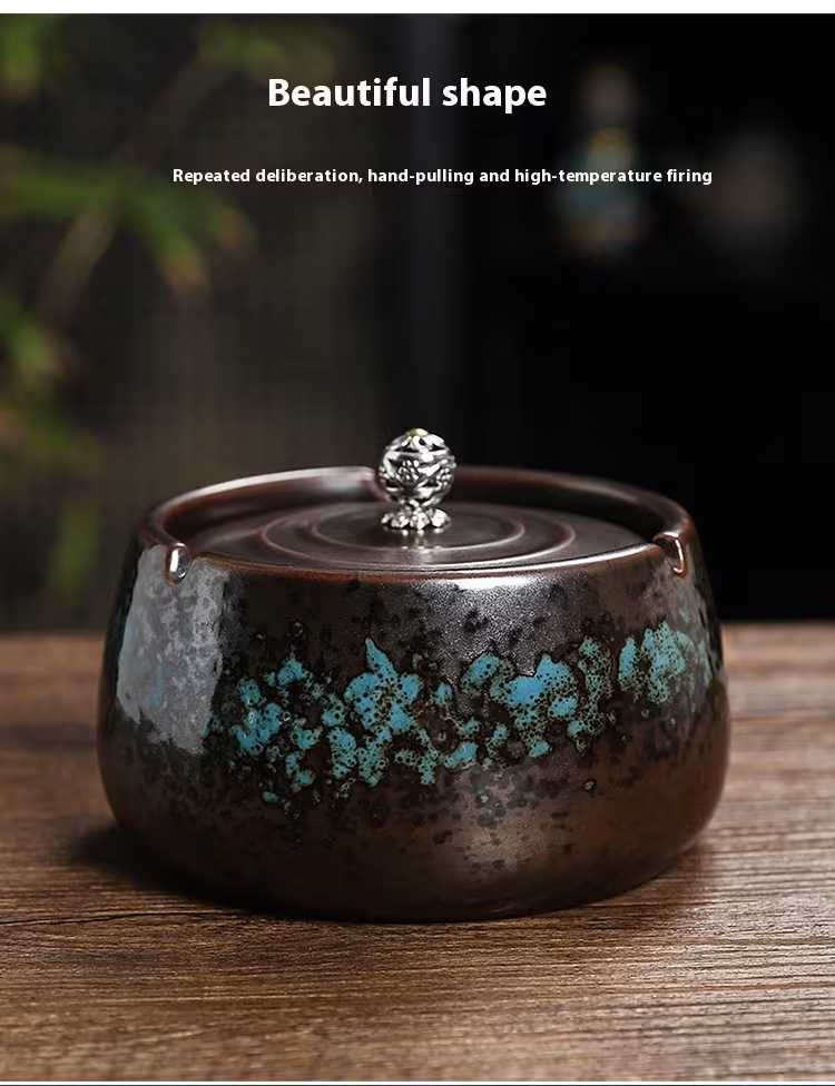 Household Prevent Fly Ash Creative Ceramic Ashtray With Lid