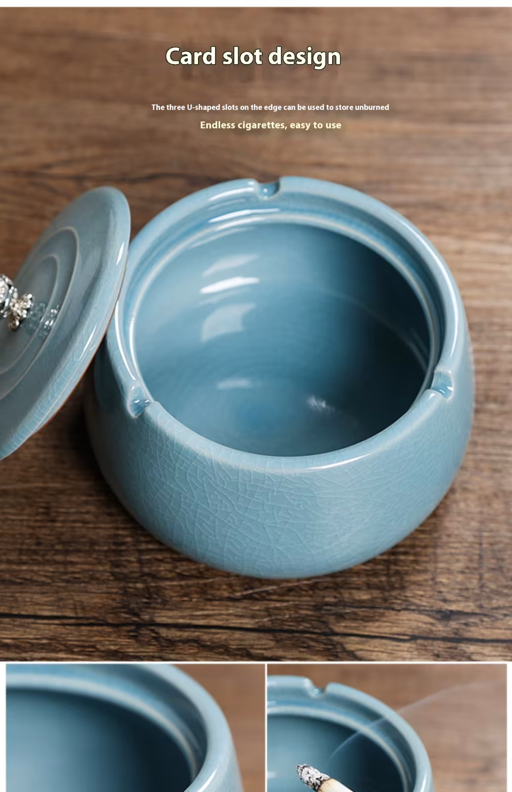 Household Prevent Fly Ash Creative Ceramic Ashtray With Lid