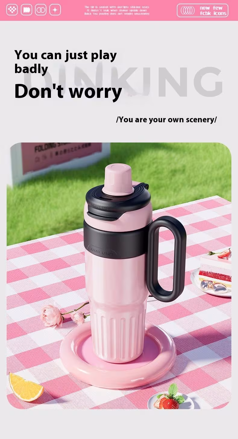 780ml Gradient Double Drink Thermal Cup Stainless Steel With Lid Coffee Cup Thermos Large Capacity Straw Cup For Male And Female