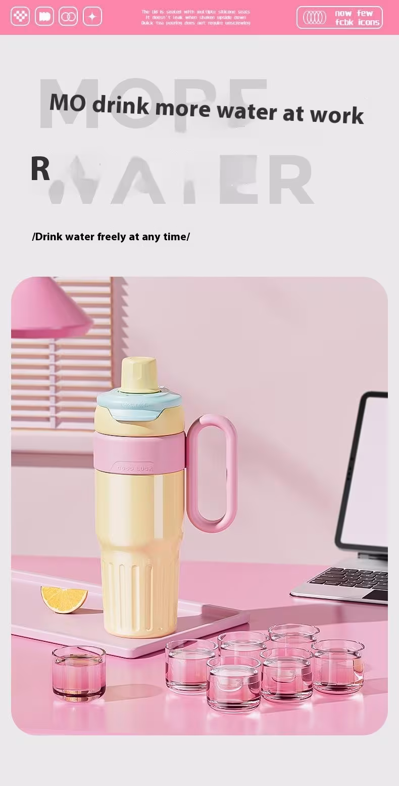 780ml Gradient Double Drink Thermal Cup Stainless Steel With Lid Coffee Cup Thermos Large Capacity Straw Cup For Male And Female