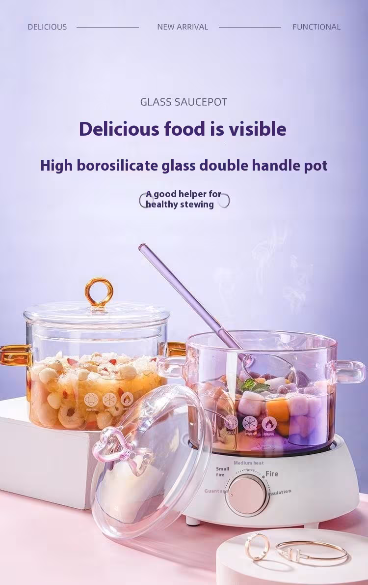 Borosilicate Glass Pot Household Heating Binaural