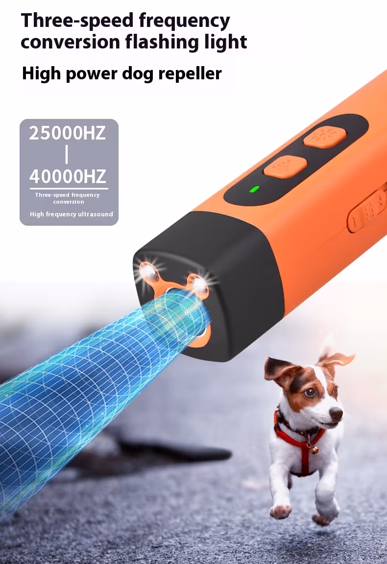 Pet Dog Repeller Ultrasonic Dog Training Device Rechargeable Anti Dog Bark Deterrent Device With LED Flashlight Pets Supplies