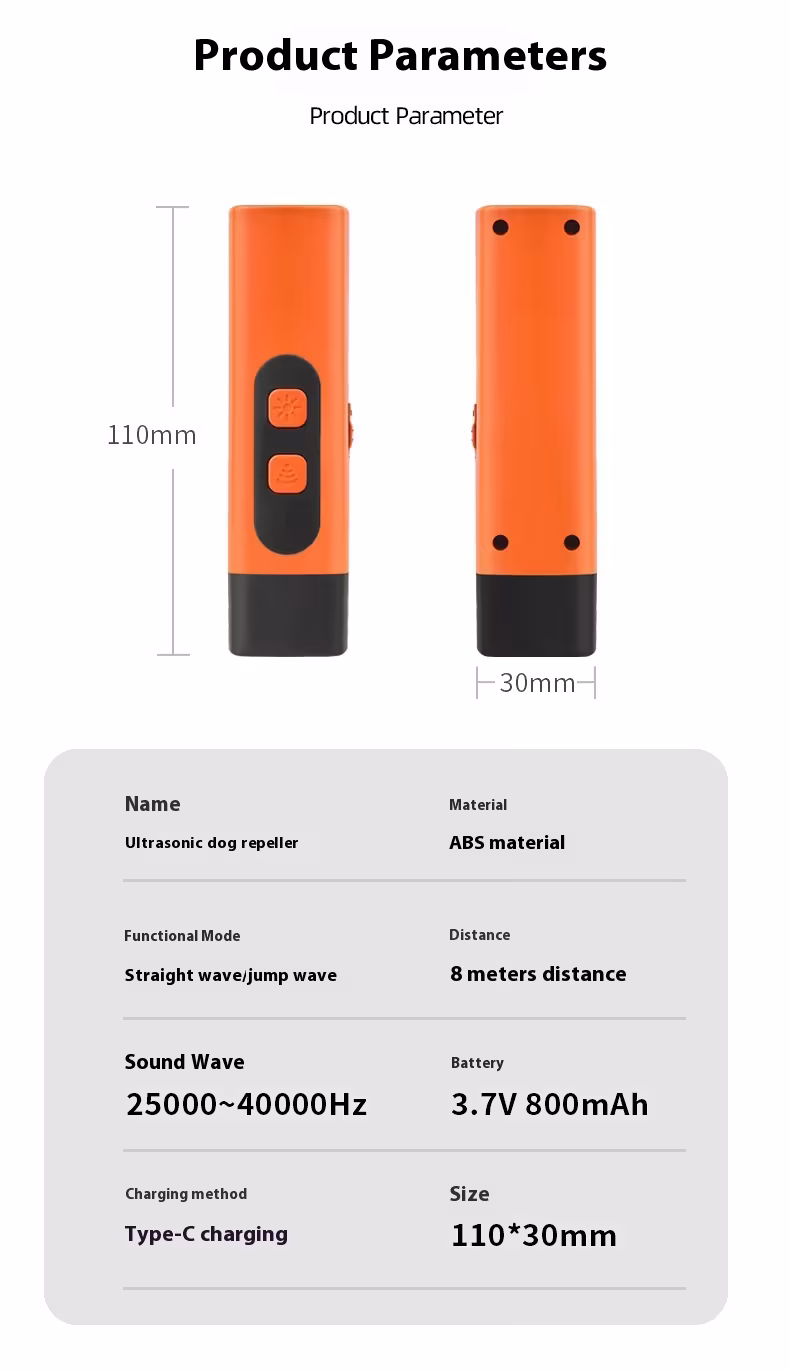 Pet Dog Repeller Ultrasonic Dog Training Device Rechargeable Anti Dog Bark Deterrent Device With LED Flashlight Pets Supplies
