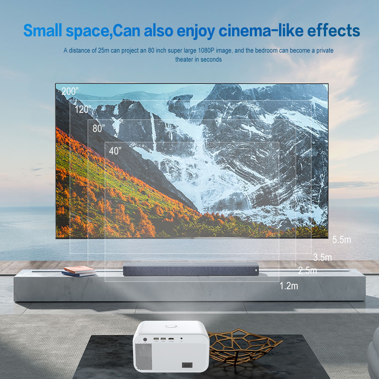 Home Office HD Projector 300 Lumen Electric Focus Projector