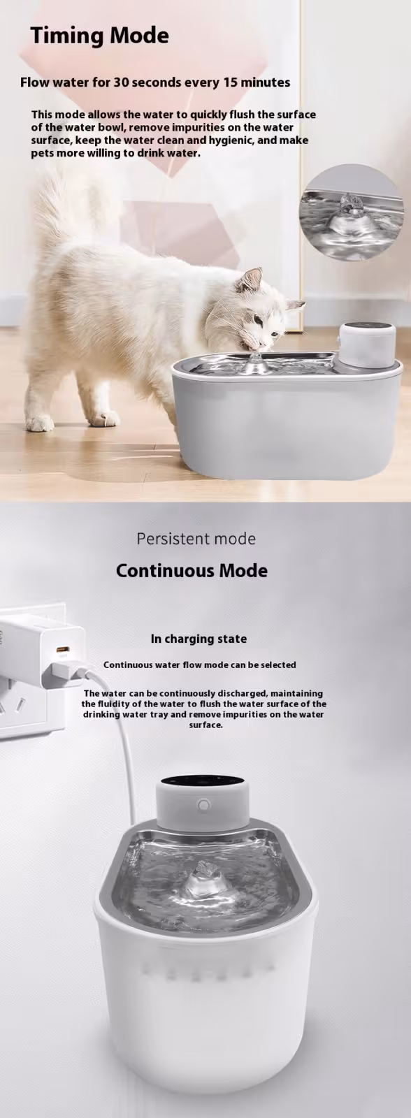 Stainless Steel Plate Pet Timing Flow Induction Function Water Feeder