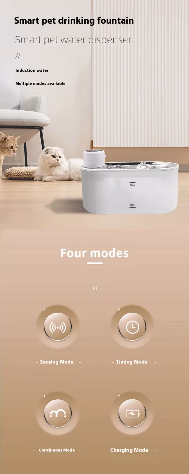 Stainless Steel Plate Pet Timing Flow Induction Function Water Feeder