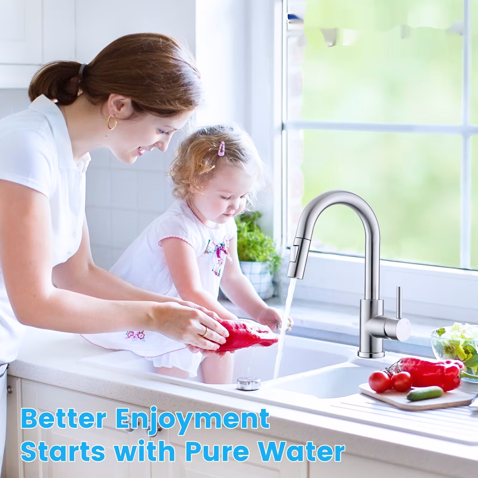 White Countertop Carbon Rod Purifier Household Kitchen Faucet Tap Water Filter