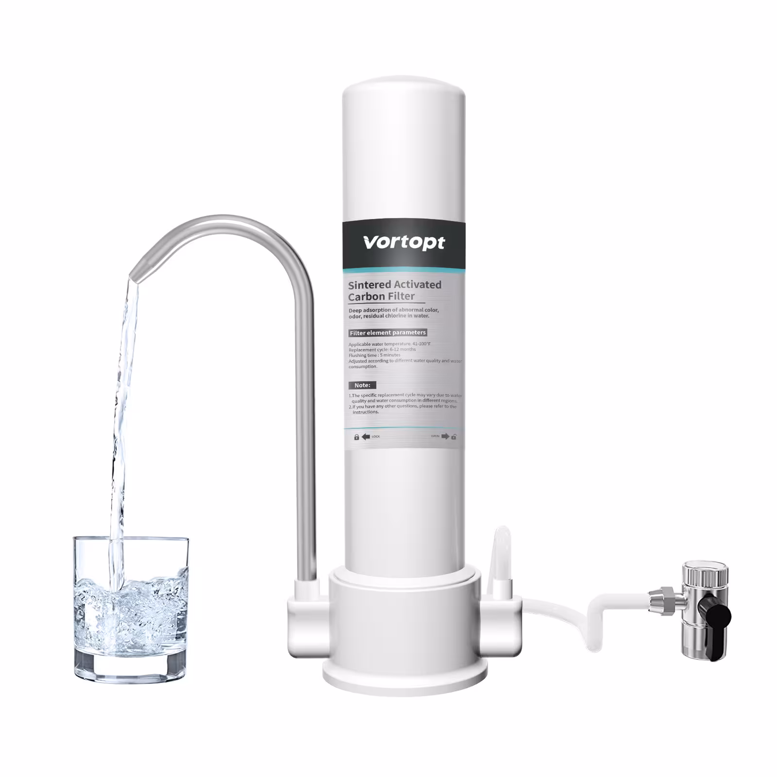White Countertop Carbon Rod Purifier Household Kitchen Faucet Tap Water Filter