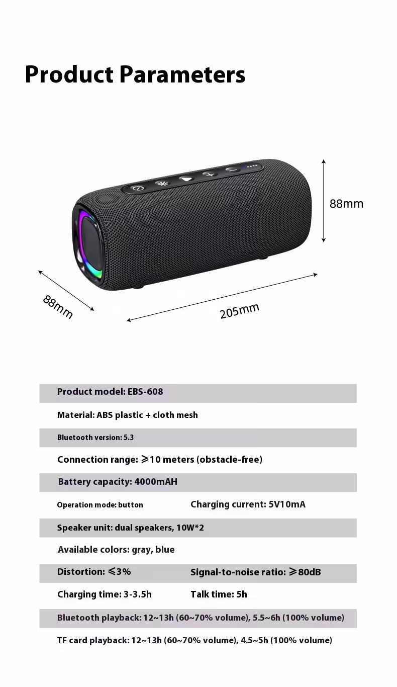 Outdoor Waterproof Portable Wireless Bluetooth Speaker