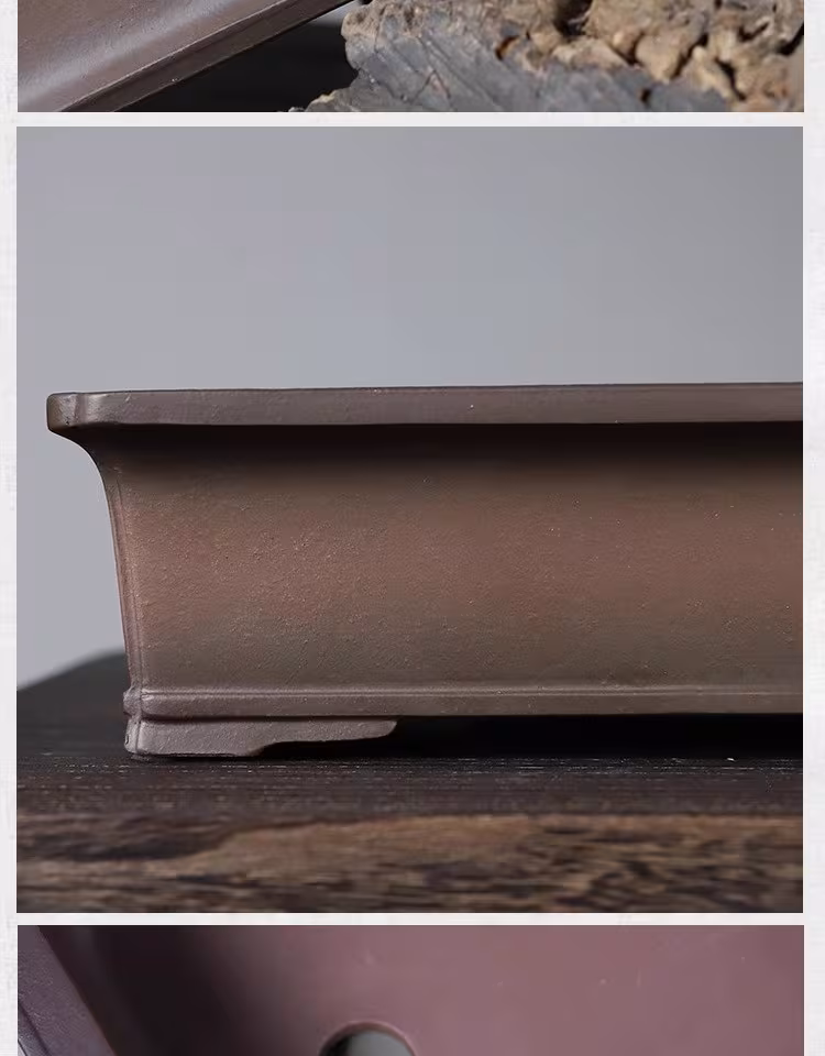 Purple Sand Flower Pot Japanese Antique Rectangular Purple Clay