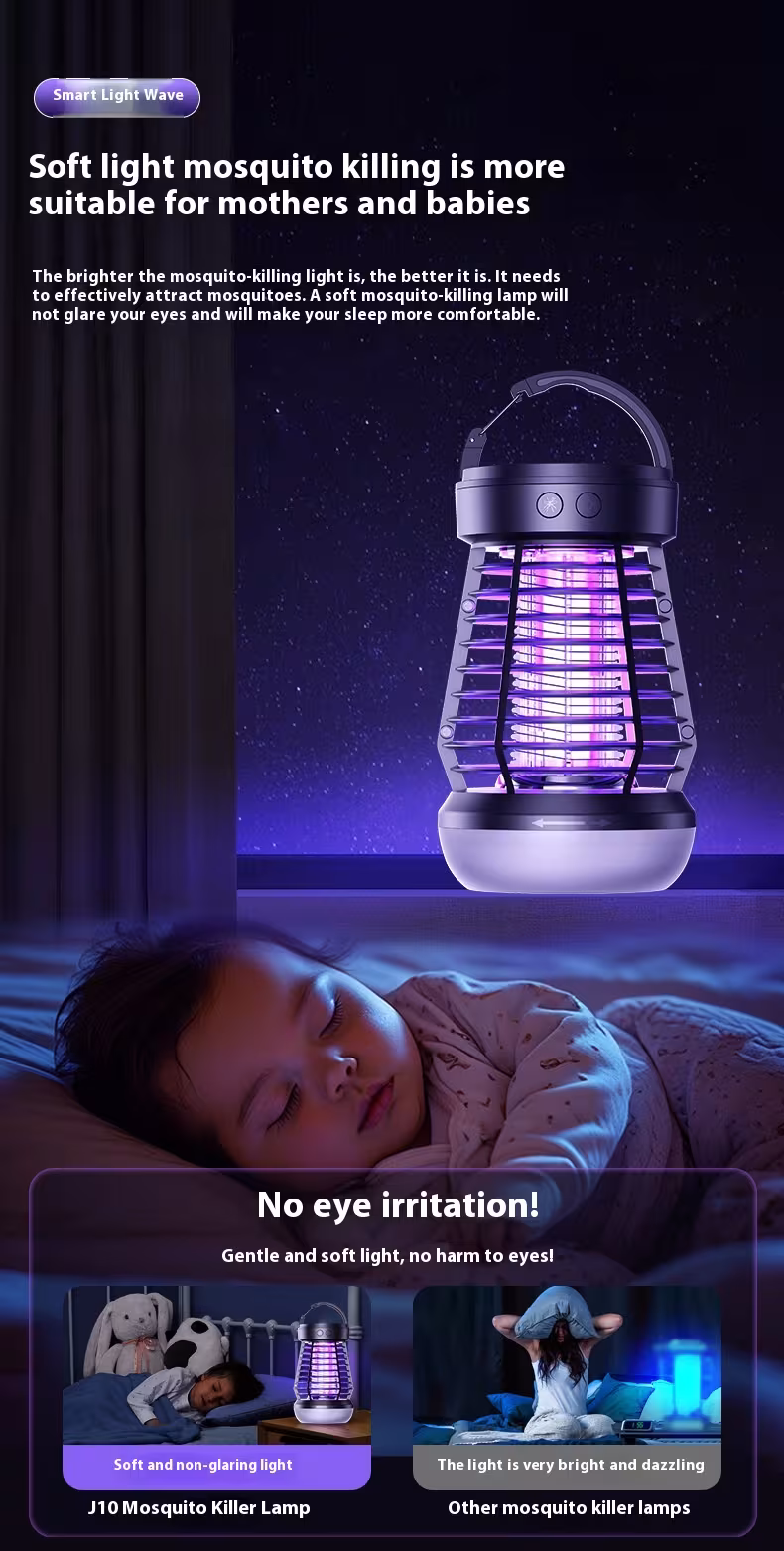 2in1 Mosquito Killer Lamp Electric Fly Catcher USB Rechargeable Electric Mosquito Swatter Electric Fly Trap With Night Light S0S Emergency Light Mosquito Killer Terrace Camping