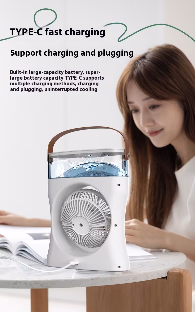 Portable Fan Portable Mini Humidifier Fan Water Spraying Fan Rechargeable Cooler Air Adjustment Fan For Hot Weather
