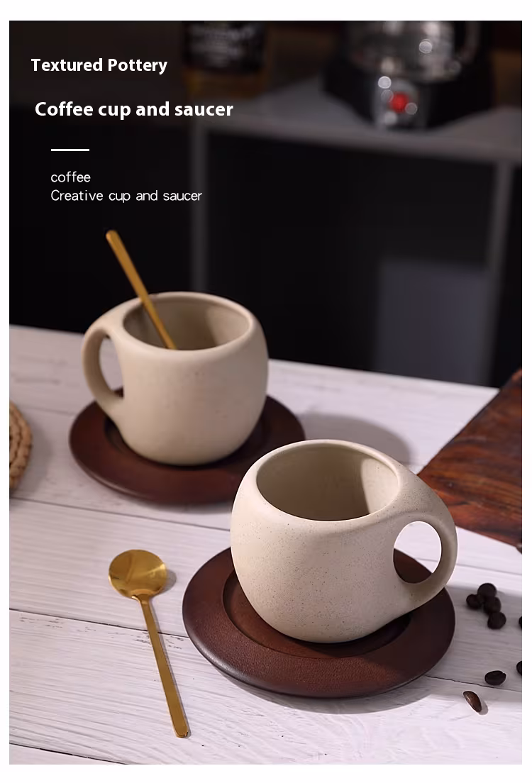 Stoneware Solid Wood Coaster Latte American Coffee Ceramic
