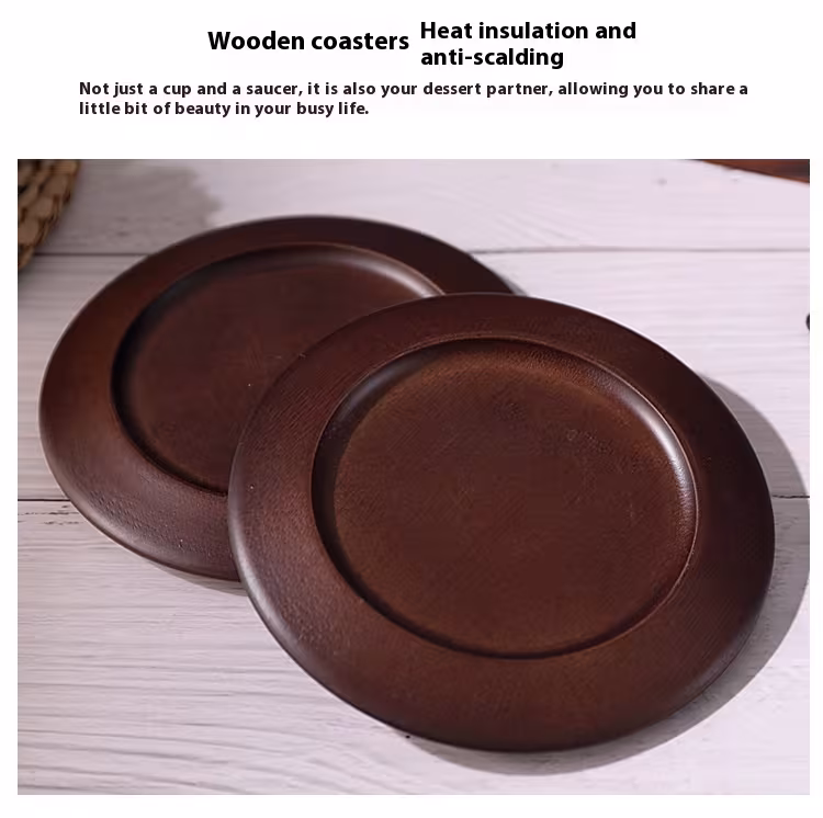 Stoneware Solid Wood Coaster Latte American Coffee Ceramic