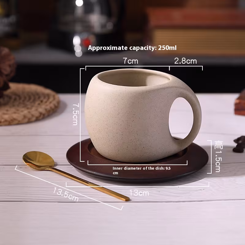 Stoneware Solid Wood Coaster Latte American Coffee Ceramic