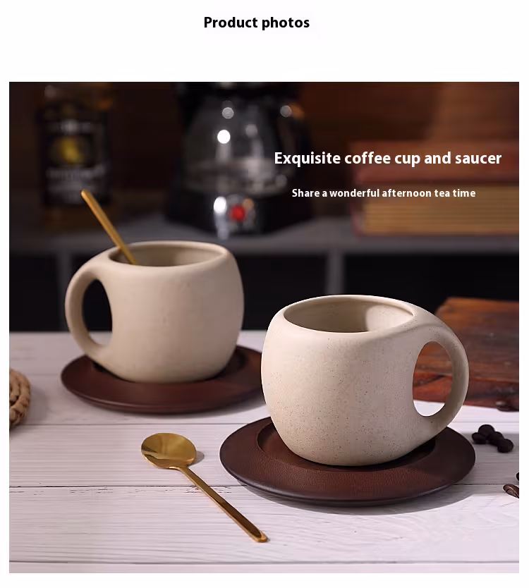 Stoneware Solid Wood Coaster Latte American Coffee Ceramic