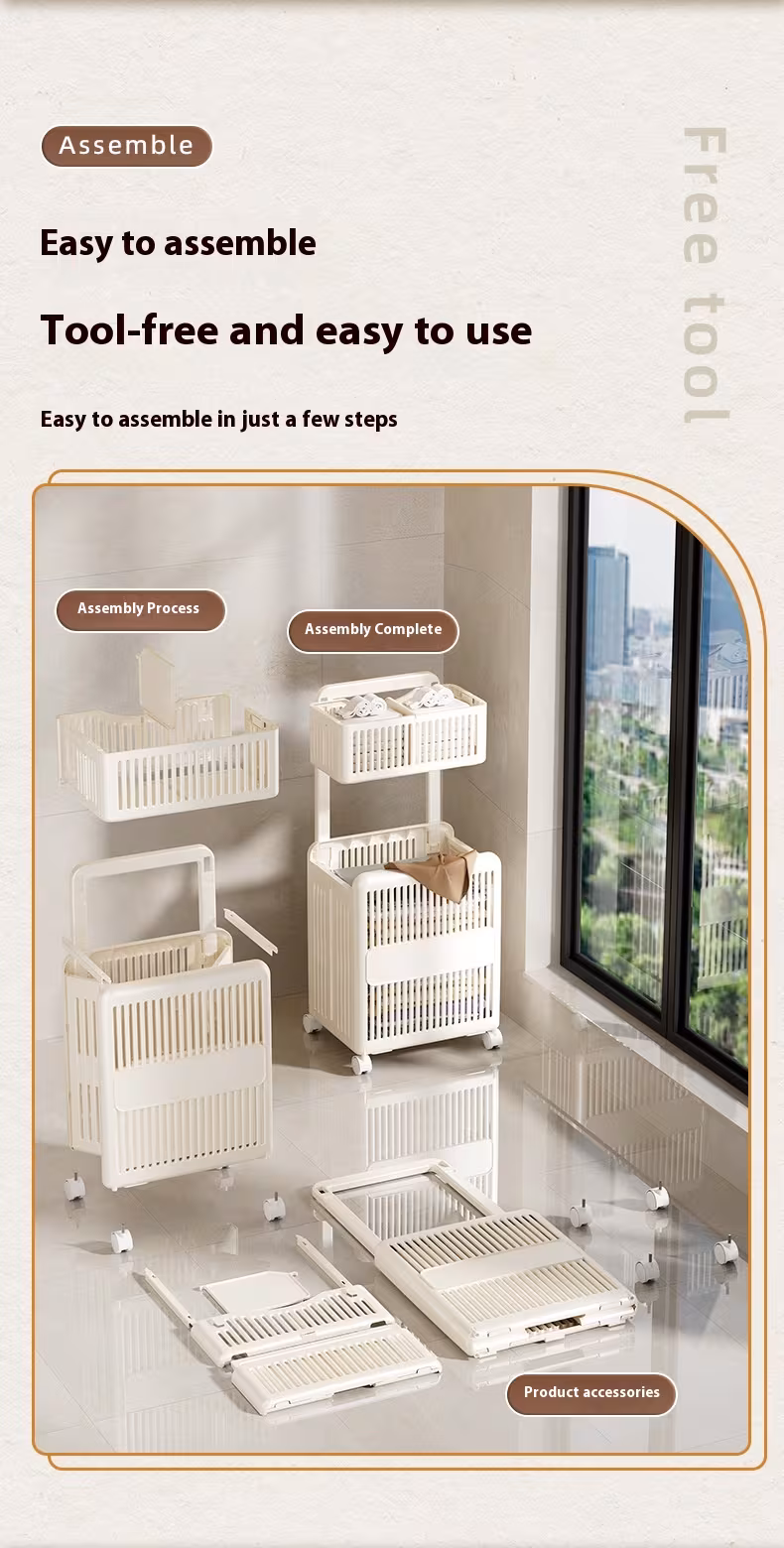 Household Toilet Laundry Baskets Double-layer Large Capacity Foldable Laundry Basket