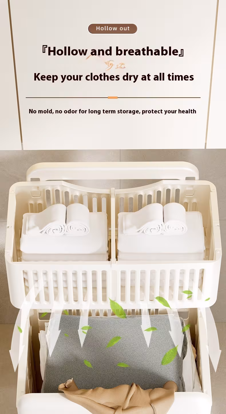 Household Toilet Laundry Baskets Double-layer Large Capacity Foldable Laundry Basket
