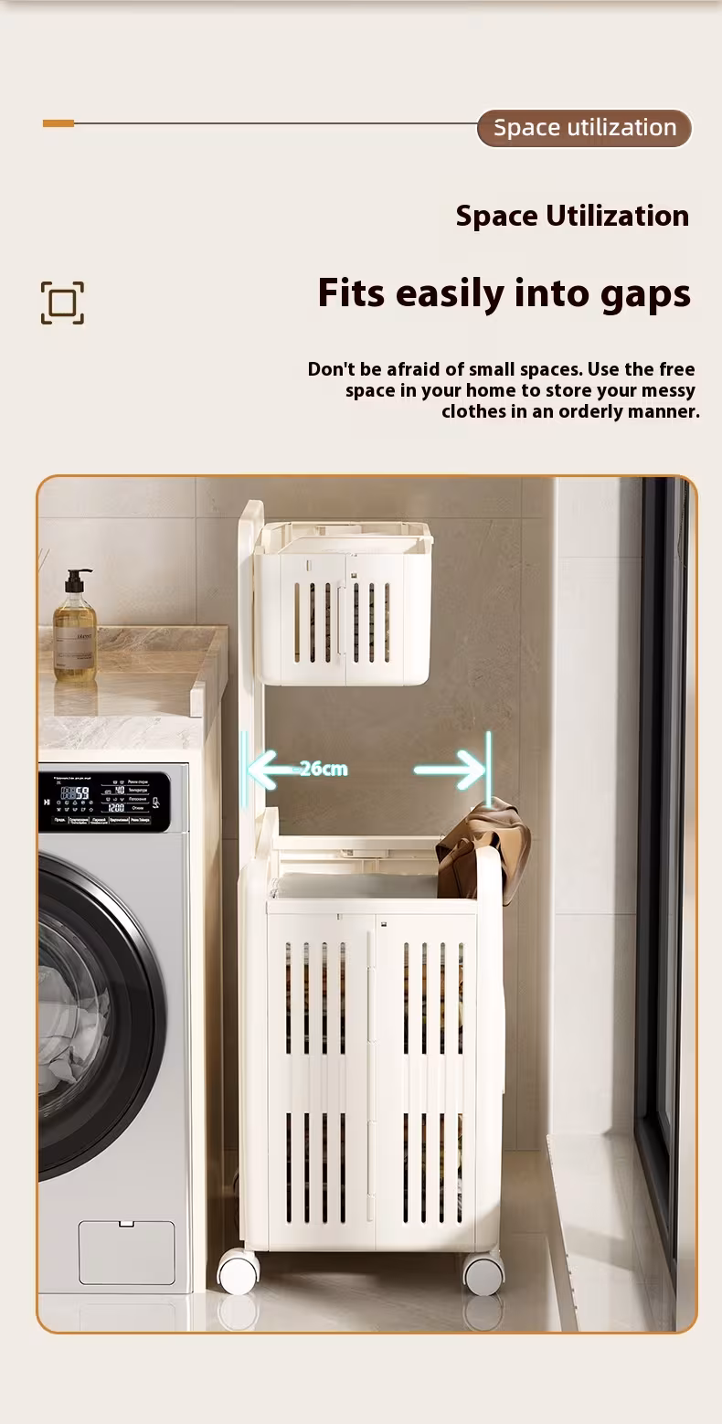 Household Toilet Laundry Baskets Double-layer Large Capacity Foldable Laundry Basket