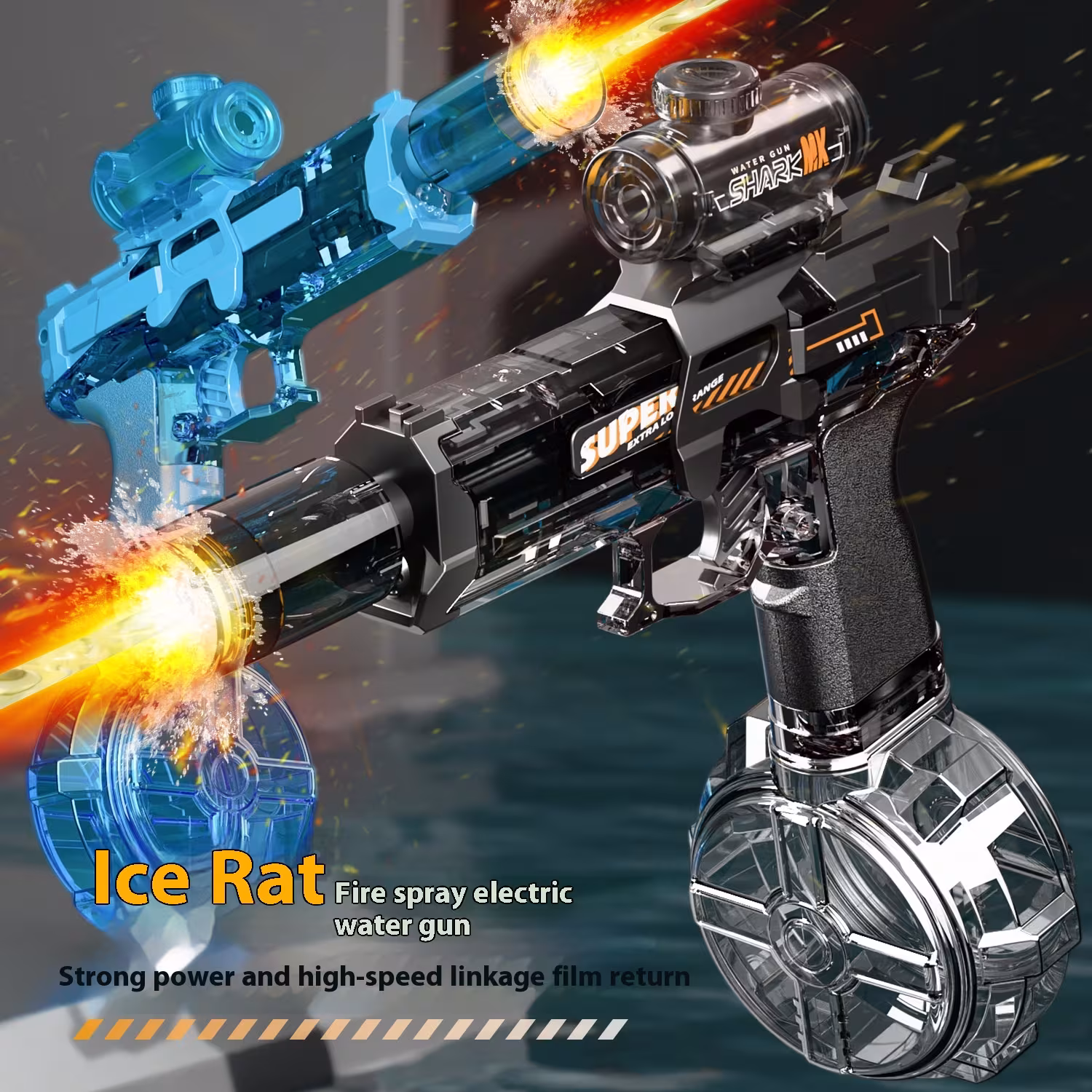 MK3 Fire And Dancing Water Gun Toy Large Capacity Cool Flashing Light