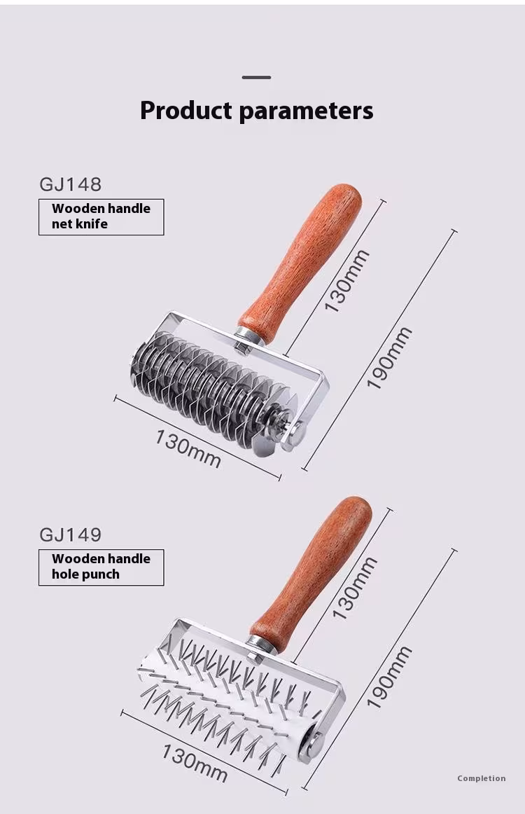 Stainless Steel Wooden Handle Wheel Knife Needle Roller Baking Cutter