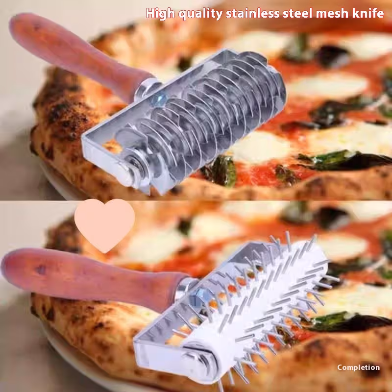 Stainless Steel Wooden Handle Wheel Knife Needle Roller Baking Cutter