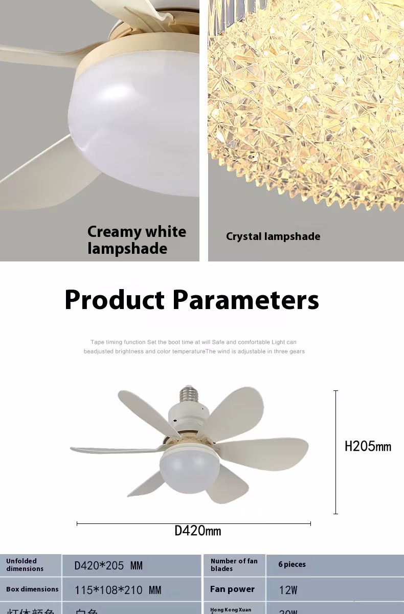 E27 Base LED Ceiling Fan Light With Remote Control 3 Color Lights Dimmable Lamp For Living Room Home Decor