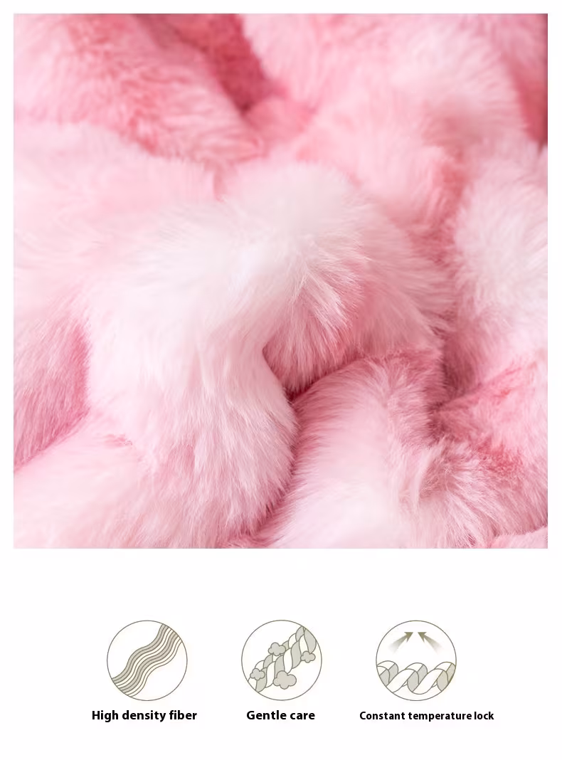 Autumn And Winter Thickening Nap Tie-dyed Double-sided Imitation Rabbit Fur Blanket
