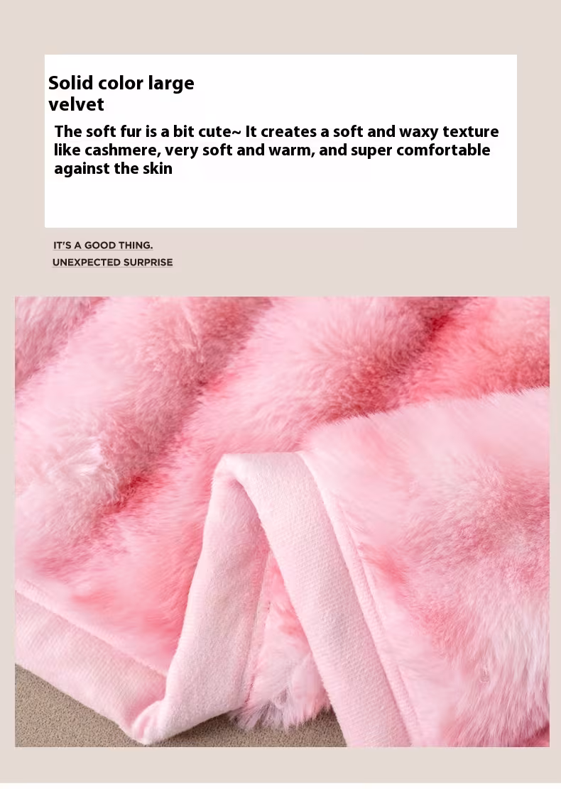 Autumn And Winter Thickening Nap Tie-dyed Double-sided Imitation Rabbit Fur Blanket
