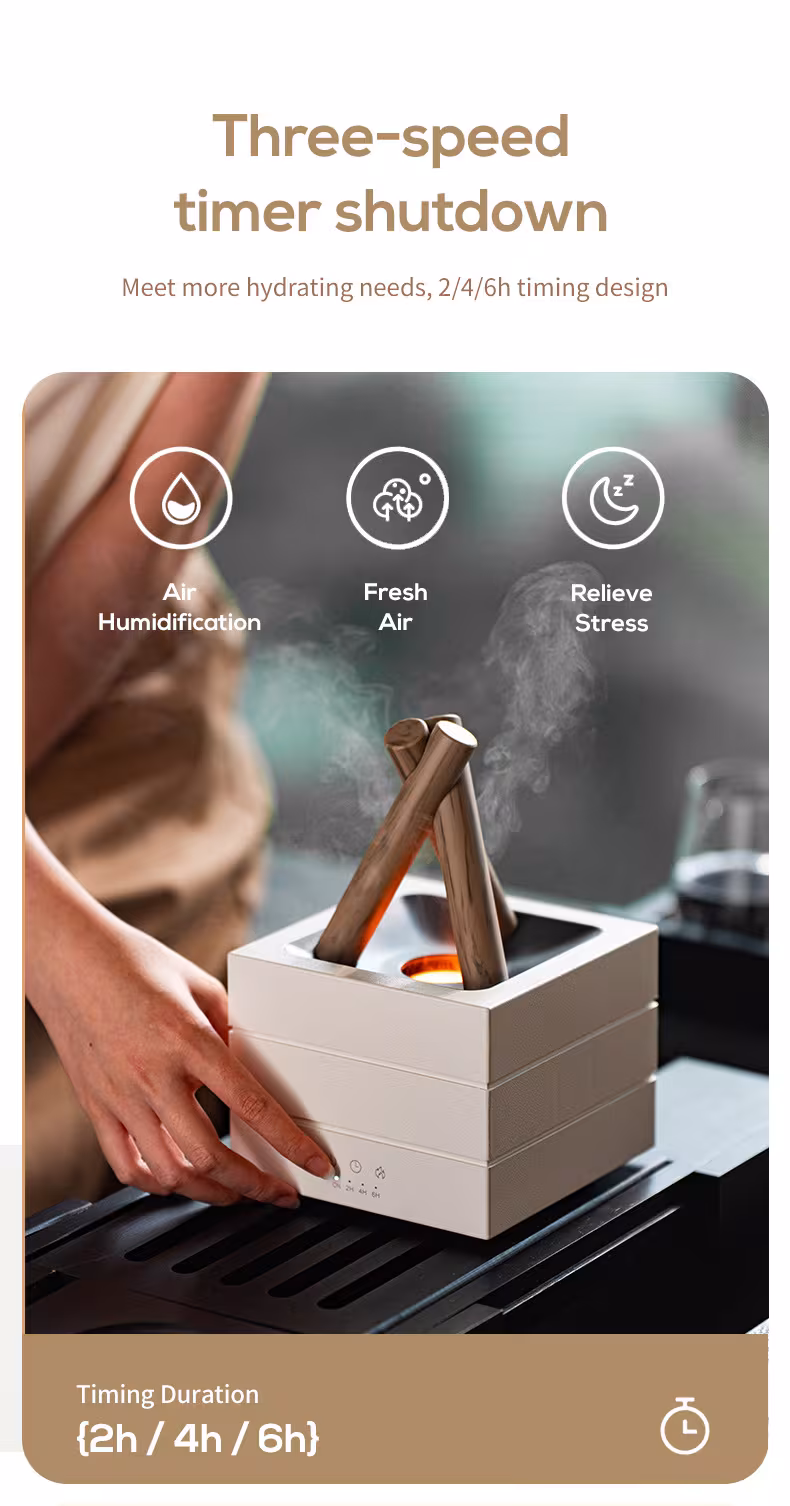 Flame Effect Aromatherapy Humidifier Aroma Diffuser Desktop Usb Plug-in Heavy Fog Humidifier USB Desktop Diffuser With Large Mist Essential Oil Compatible 7-Color LED Light