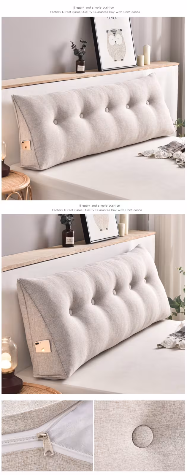 Cotton And Linen Removable And Washable Triangle Bedside Cushion Big Backrest Waist Cushion Bed